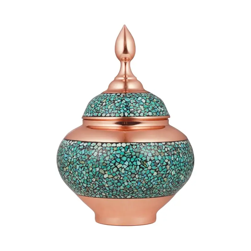 Handmade Firoozeh Koobi Turquoise on Copper Candy Dish